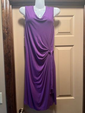 Saint Tropez West Purple Sleeveless Midi Dress with Side Knot